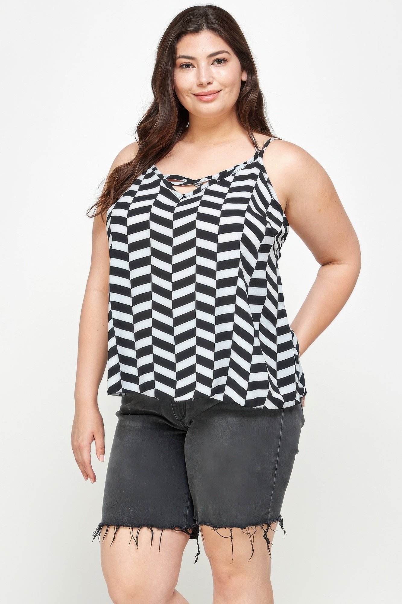 Plus Size Geometric Top With Double Spaghetti Strap Plus Size Geometric Top With Double Spaghetti Strap - Image 16
