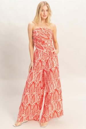 Strapless Top & Pant Print Set Strapless Top & Pant Print Set