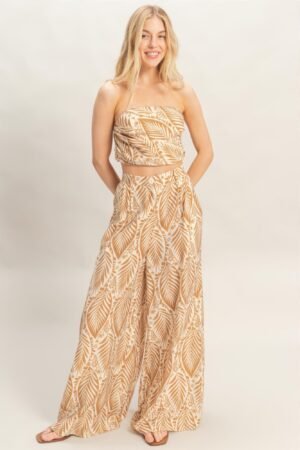 Strapless Top & Pant Print Set Strapless Top & Pant Print Set