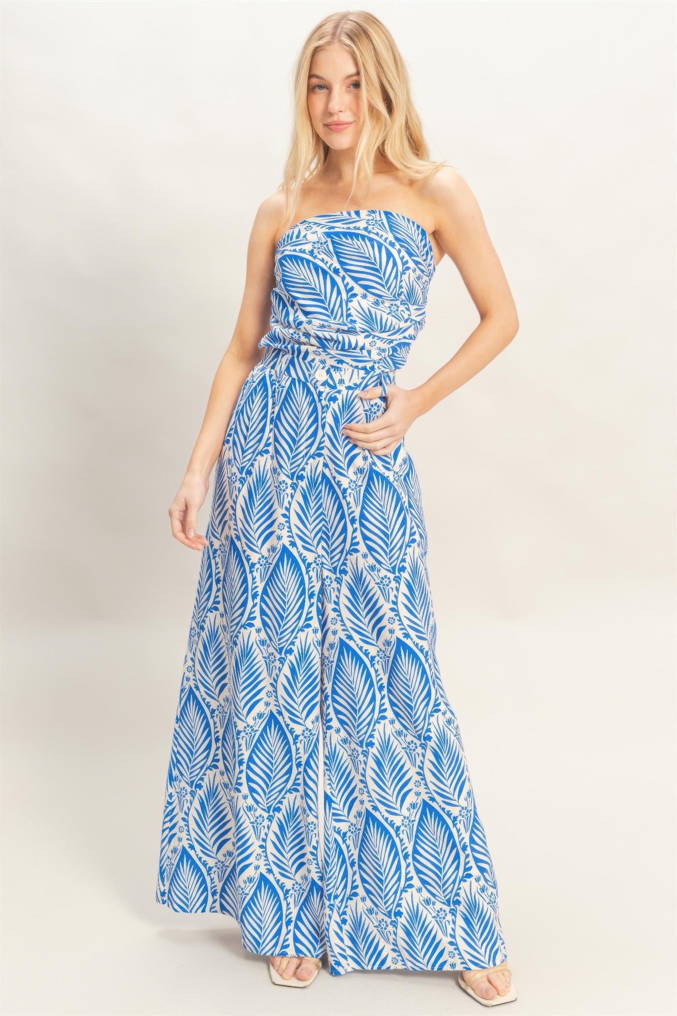 Strapless Top & Pant Print Set Strapless Top & Pant Print Set
