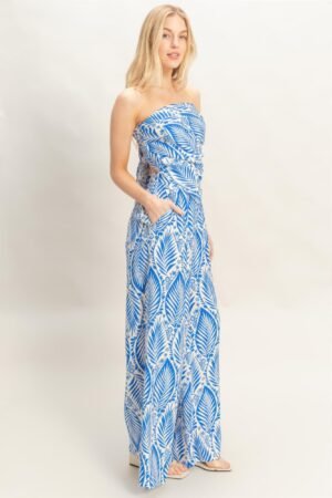 Strapless Top & Pant Print Set Strapless Top & Pant Print Set