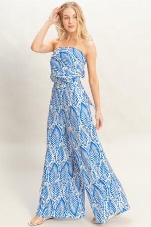 Strapless Top & Pant Print Set Strapless Top & Pant Print Set