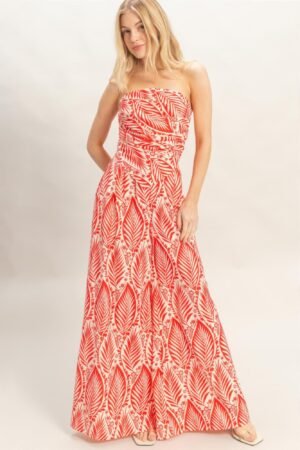 Strapless Top & Pant Print Set Strapless Top & Pant Print Set