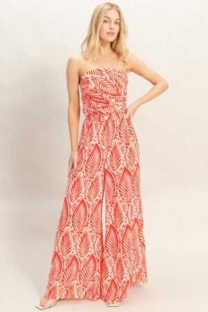 Strapless Top & Pant Print Set Strapless Top & Pant Print Set