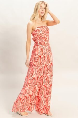 Strapless Top & Pant Print Set Strapless Top & Pant Print Set