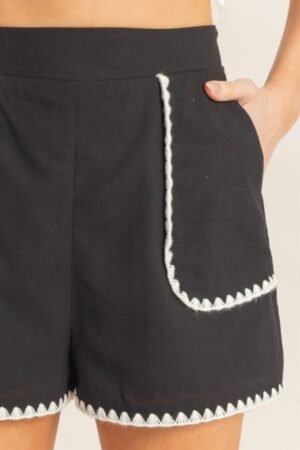 Scallop Trim High-waisted Shorts