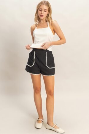 Scallop Trim High-waisted Shorts
