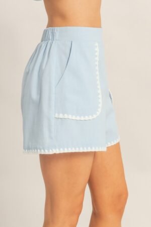 Scallop Trim High-waisted Shorts