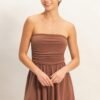 Strapless Shirred Waist Romper
