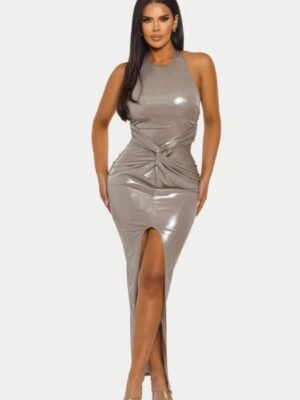 Lustrous Knot Midi Dress