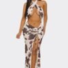 Cow Print Cutout Maxi Dress | Bold Party Outfit