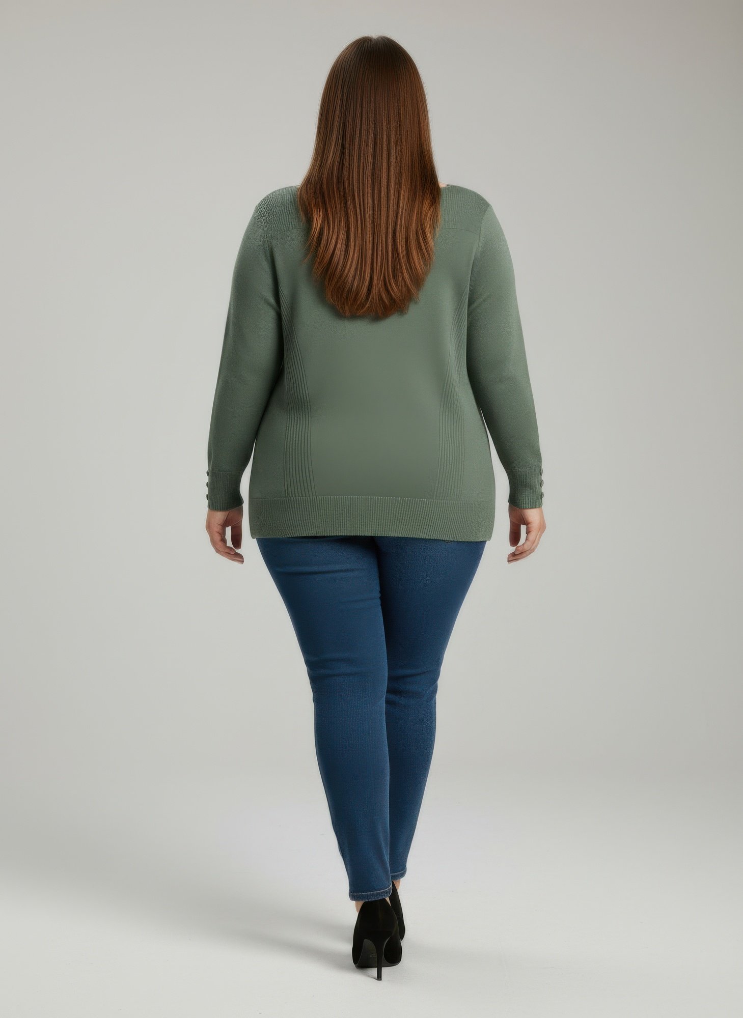 Mocha Button Cuff Ribbed Knit Tunic Top Mocha Button Cuff Ribbed Knit Tunic Top - Image 9