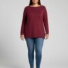 Mocha Button Cuff Ribbed Knit Tunic Top