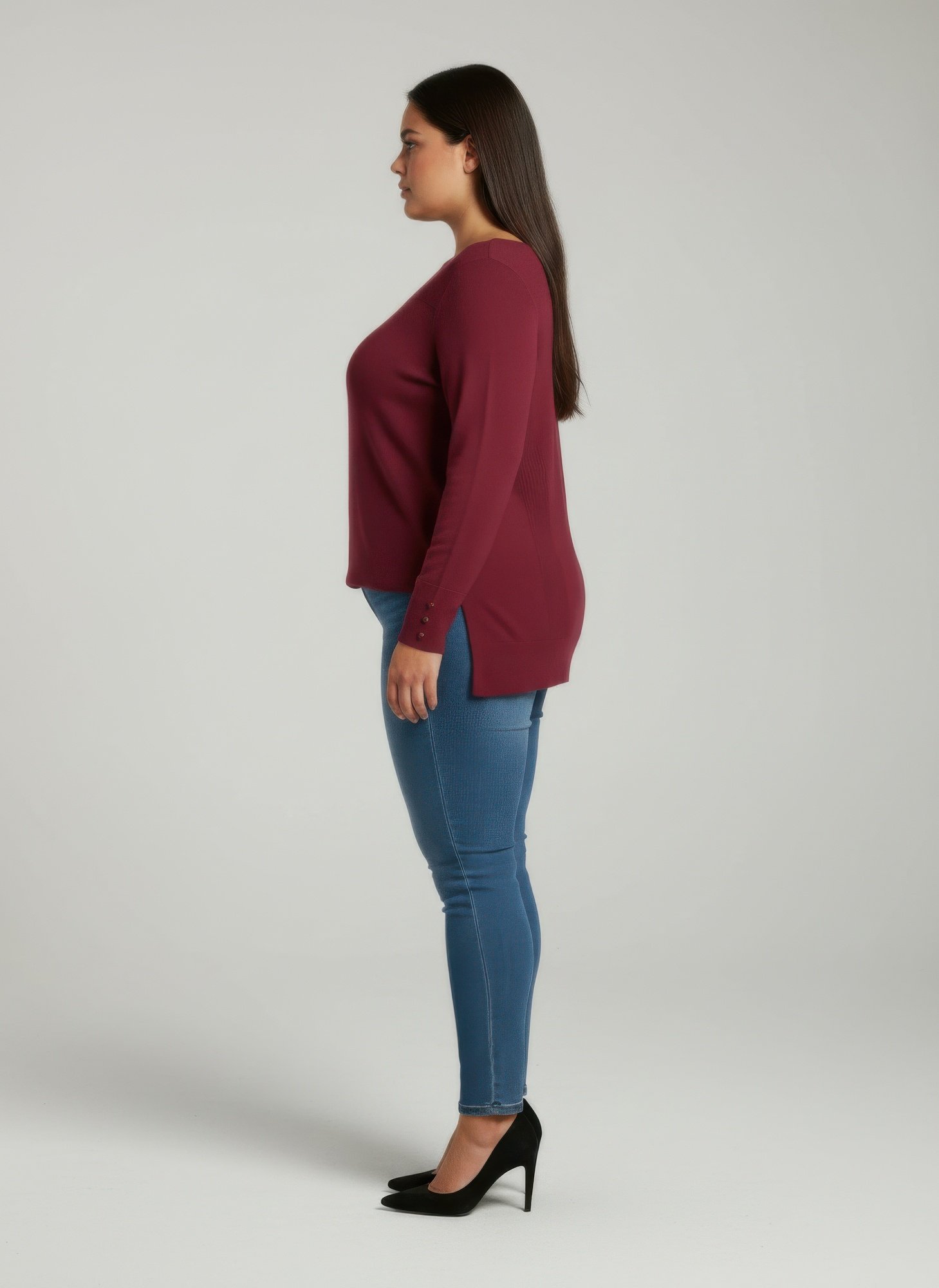 Mocha Button Cuff Ribbed Knit Tunic Top Mocha Button Cuff Ribbed Knit Tunic Top - Image 2