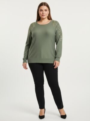 Sequin Shoulder Knit Tunic Top