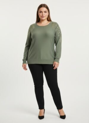 Sequin Shoulder Knit Tunic Top