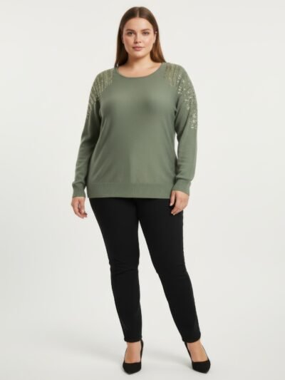 Sequin Shoulder Knit Tunic Top