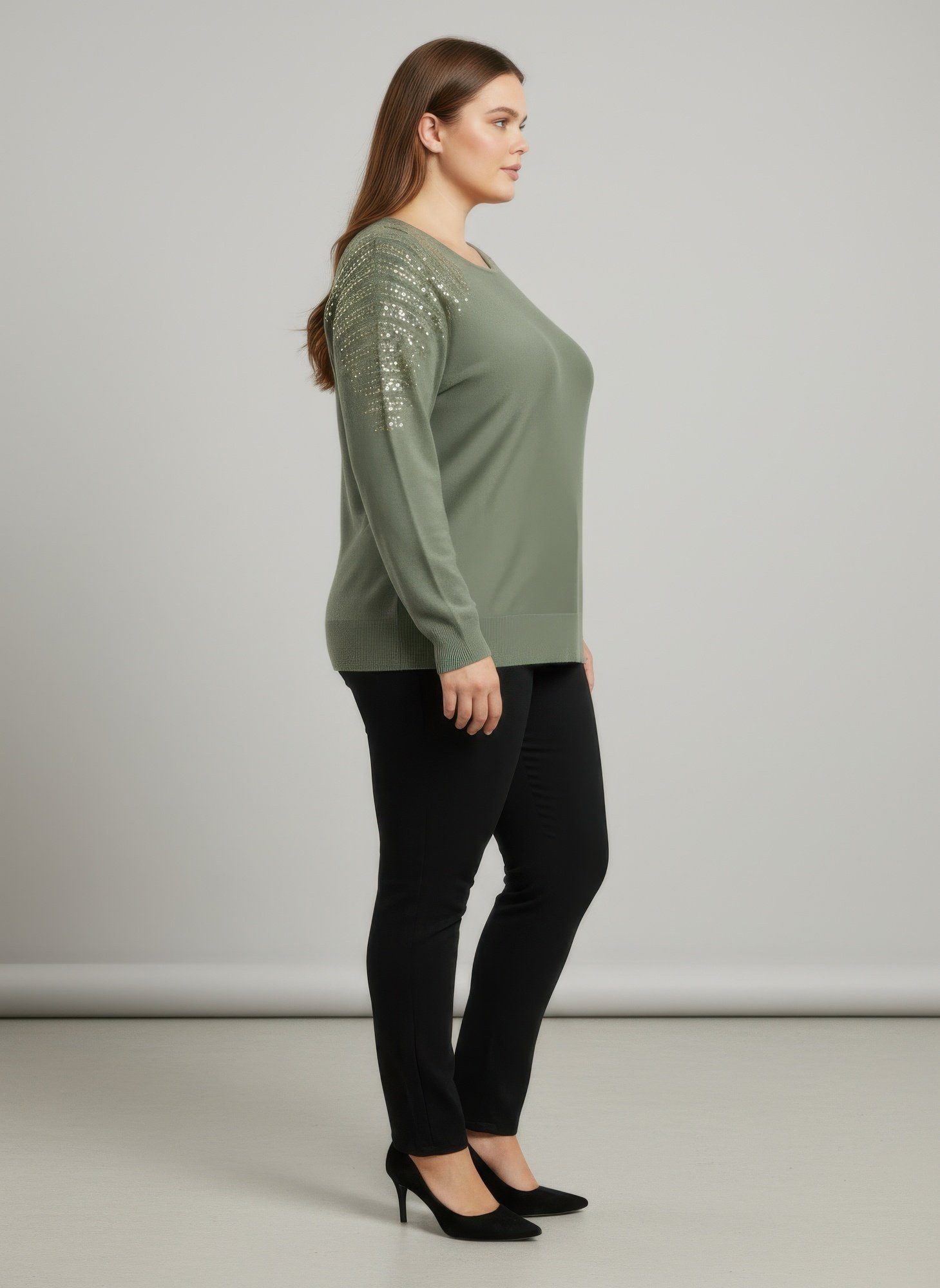 Sequin Shoulder Knit Tunic Top Sequin Shoulder Knit Tunic Top - Image 2