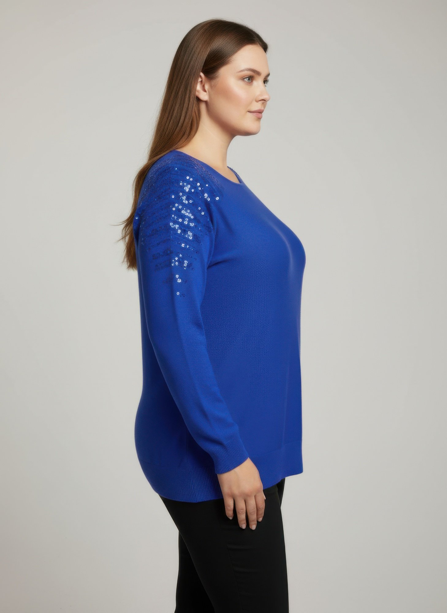 Sequin Shoulder Knit Tunic Top Sequin Shoulder Knit Tunic Top - Image 5