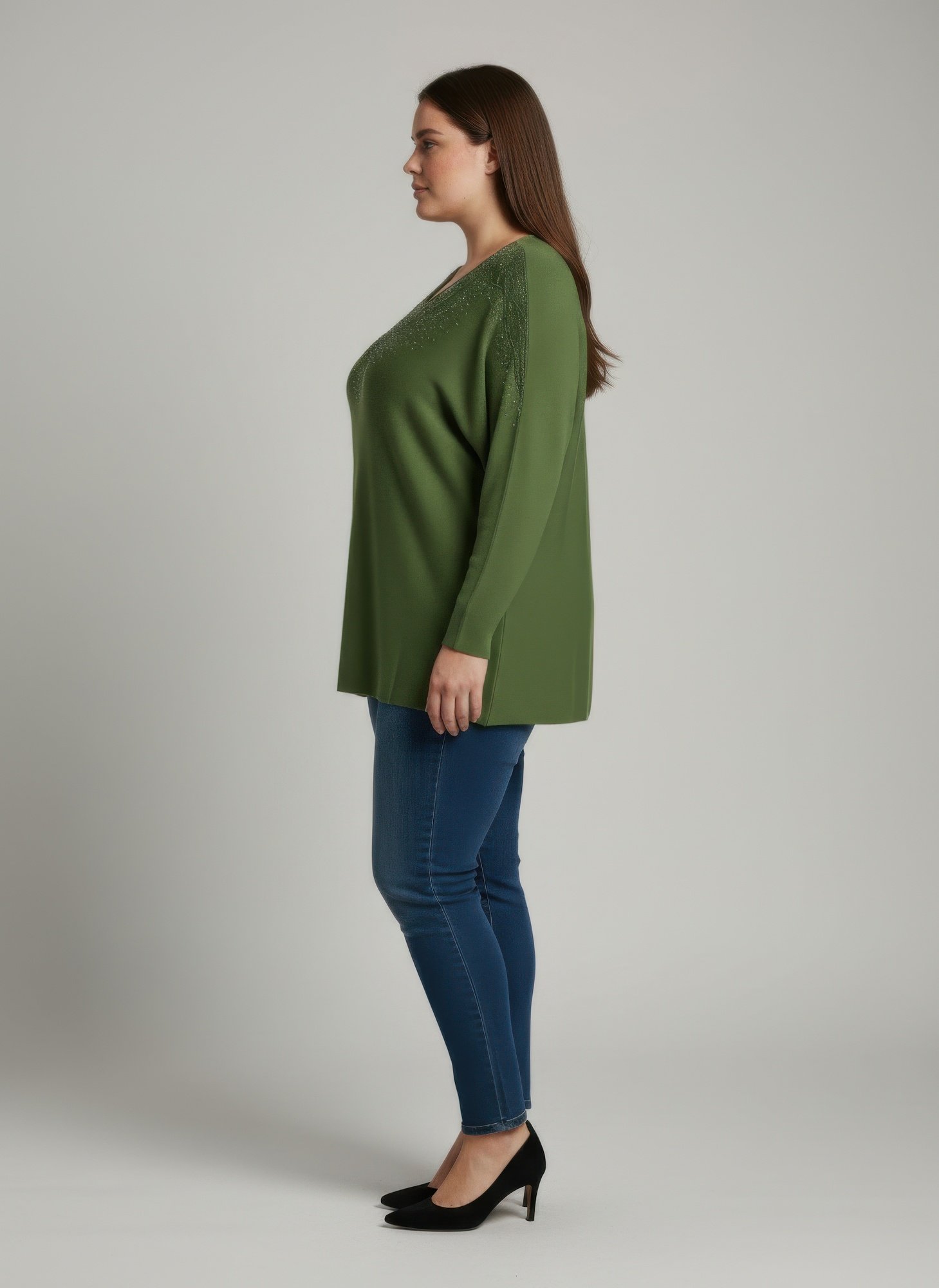 Scarlet Embellished Neckline Dolman Sleeve Tunic Top Scarlet Embellished Neckline Dolman Sleeve Tunic Top - Image 5