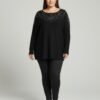 Scarlet Embellished Neckline Dolman Sleeve Tunic Top