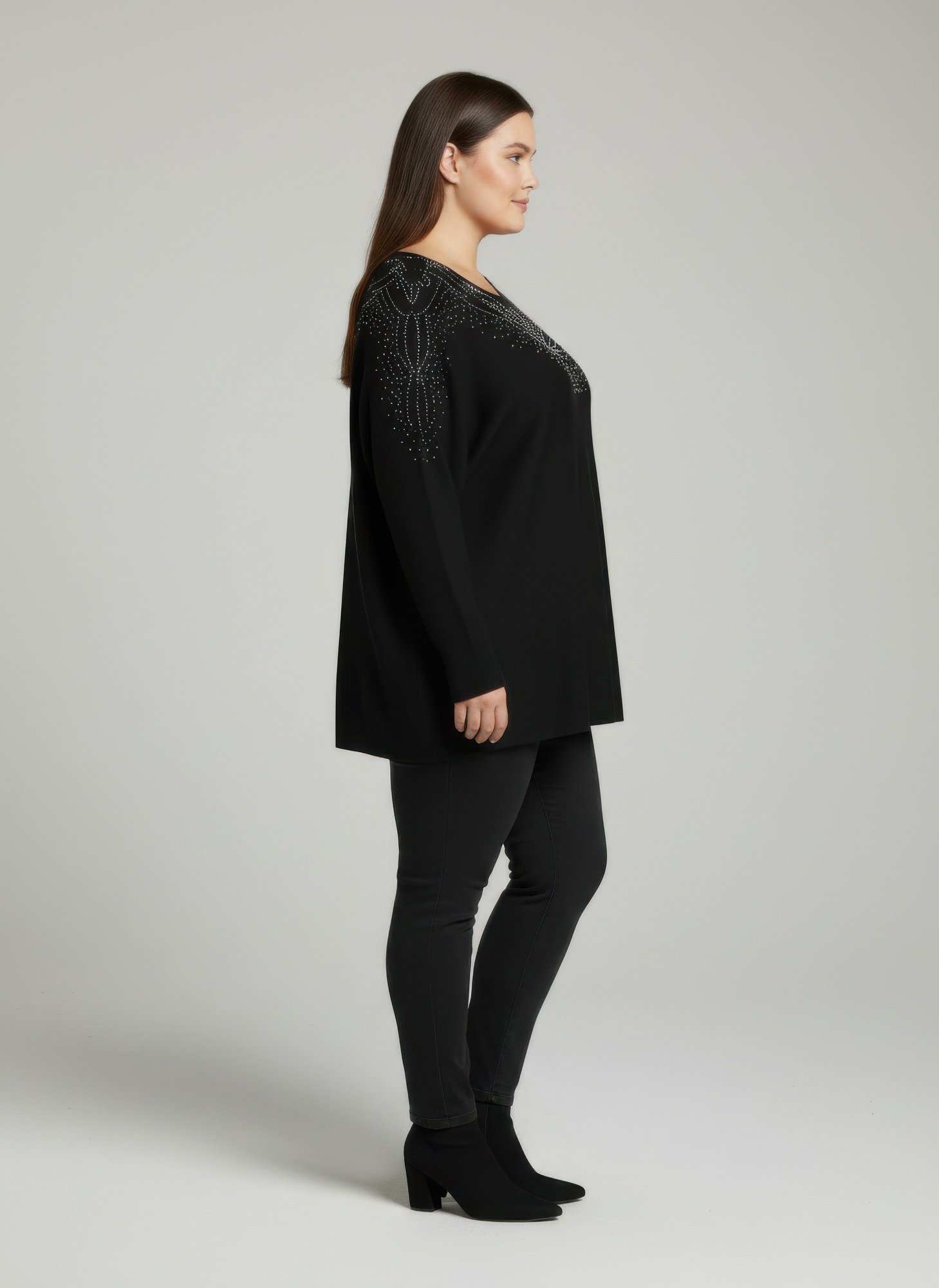 Scarlet Embellished Neckline Dolman Sleeve Tunic Top Scarlet Embellished Neckline Dolman Sleeve Tunic Top - Image 2