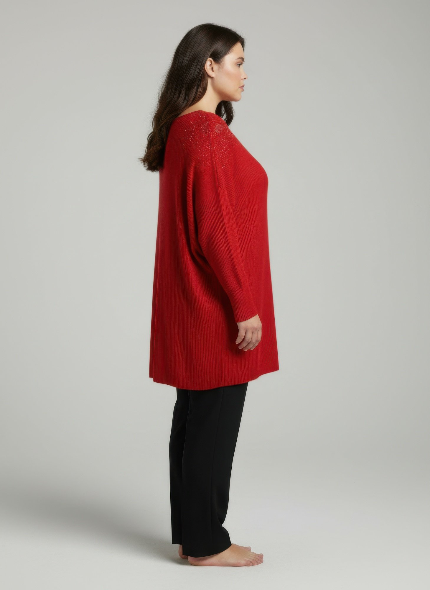 Scarlet Embellished Neckline Dolman Sleeve Tunic Top Scarlet Embellished Neckline Dolman Sleeve Tunic Top - Image 8