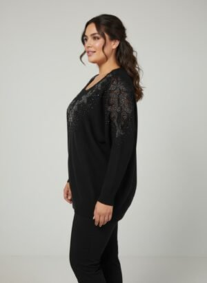Midnight Sparkle Embellished Knit Tunic Top Midnight Sparkle Embellished Knit Tunic Top