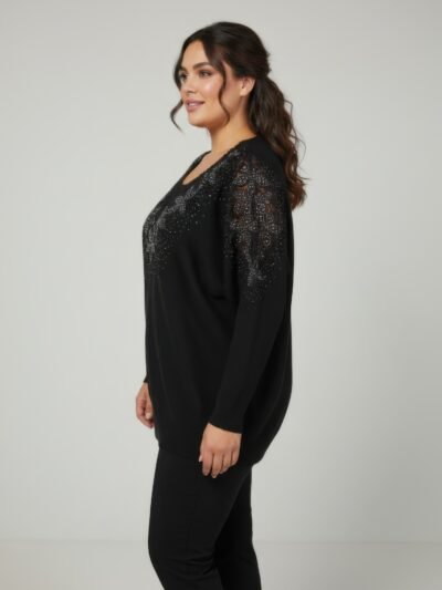 Midnight Sparkle Embellished Knit Tunic Top Midnight Sparkle Embellished Knit Tunic Top