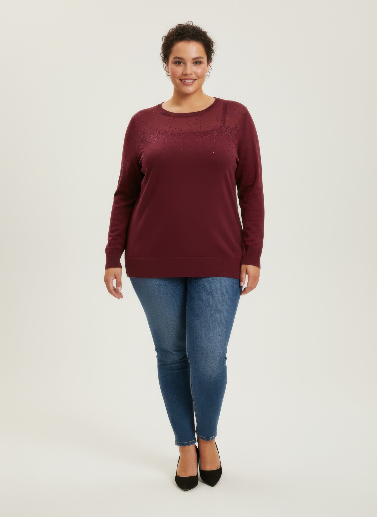Burgundy Shimmer Detail Knit Tunic Top Burgundy Shimmer Detail Knit Tunic Top - Image 10
