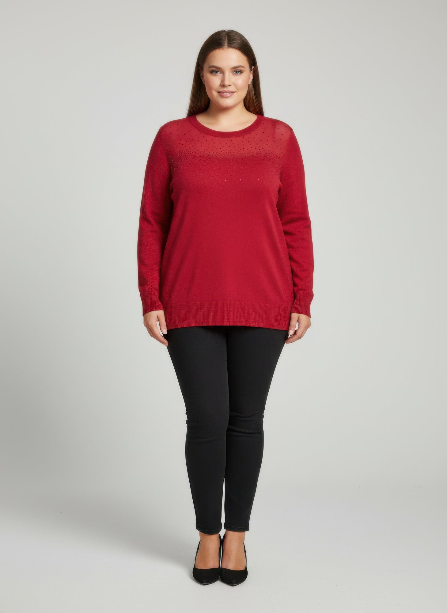 Burgundy Shimmer Detail Knit Tunic Top Burgundy Shimmer Detail Knit Tunic Top - Image 4