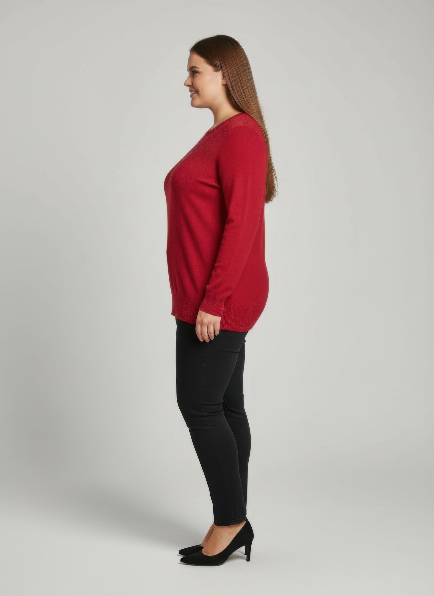 Burgundy Shimmer Detail Knit Tunic Top Burgundy Shimmer Detail Knit Tunic Top - Image 5