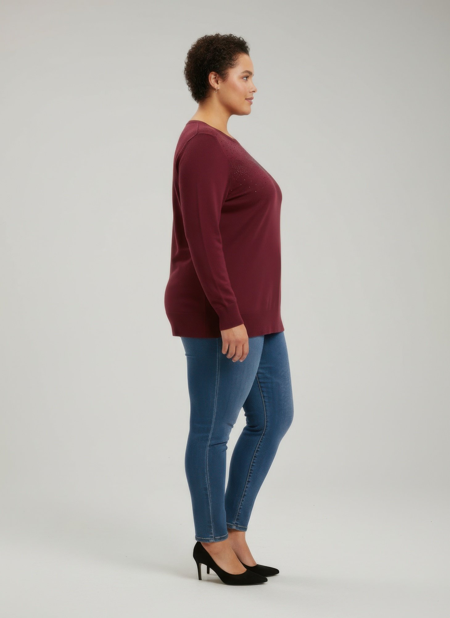 Burgundy Shimmer Detail Knit Tunic Top Burgundy Shimmer Detail Knit Tunic Top - Image 11