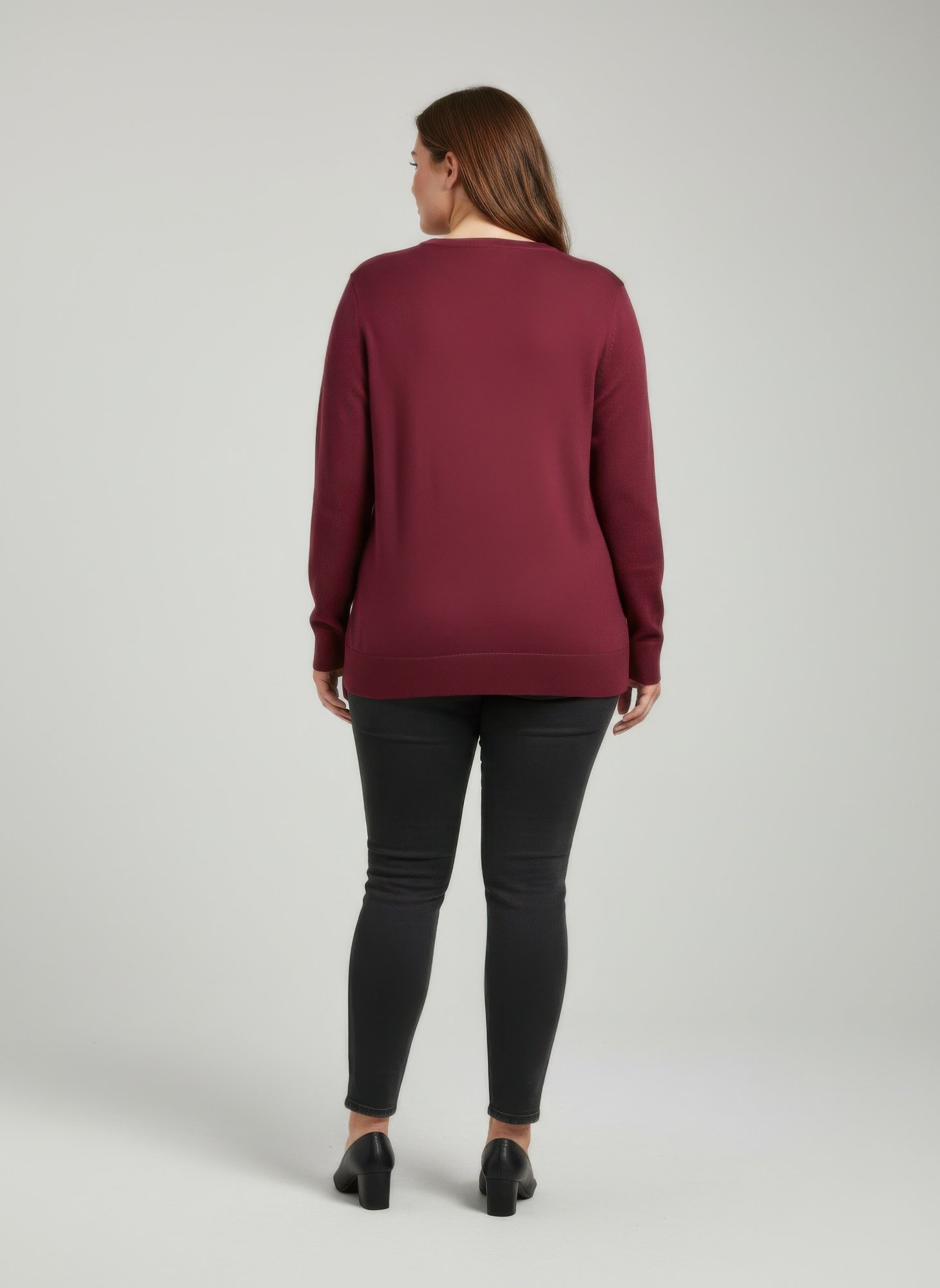 Burgundy Shimmer Detail Knit Tunic Top Burgundy Shimmer Detail Knit Tunic Top - Image 12