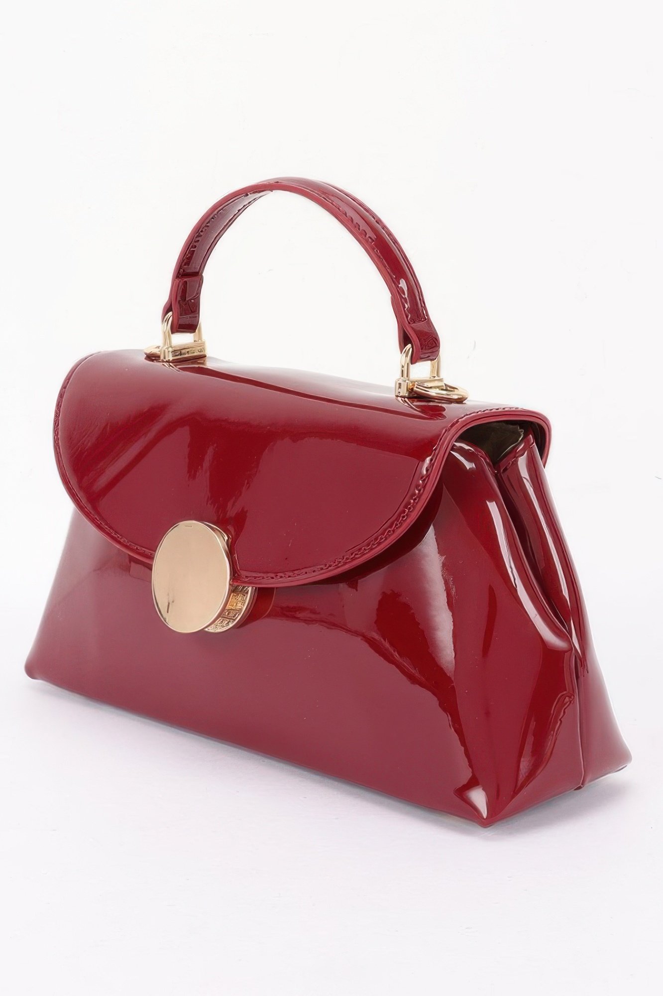 Patent Faux Leather Top Handle Bag Patent Faux Leather Top Handle Bag