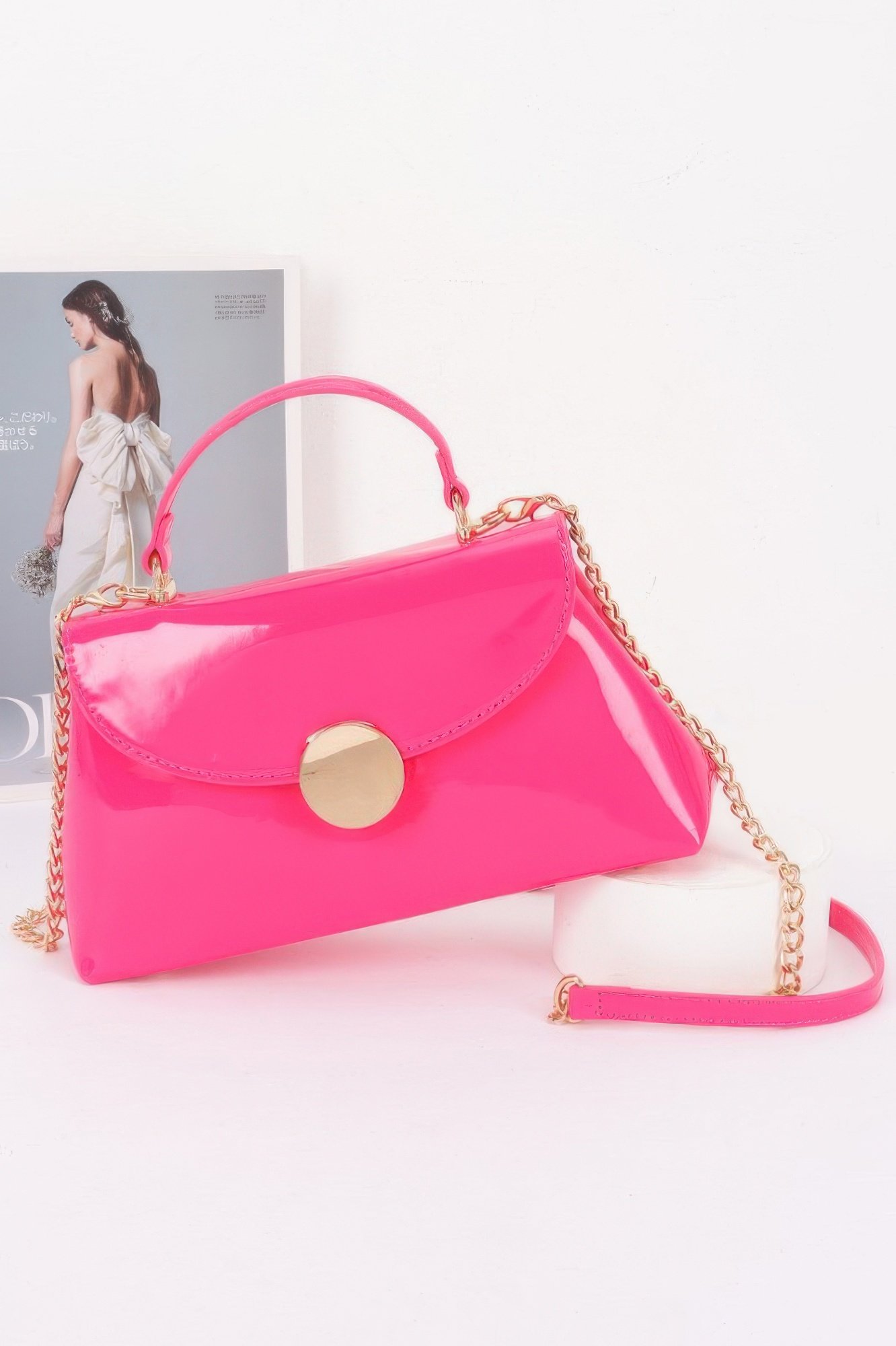 Patent Faux Leather Top Handle Bag Patent Faux Leather Top Handle Bag