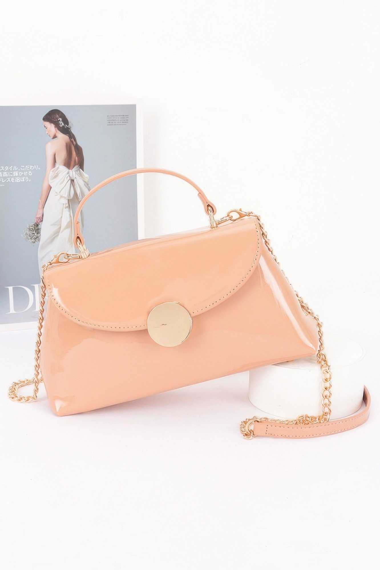 Patent Faux Leather Top Handle Bag Patent Faux Leather Top Handle Bag