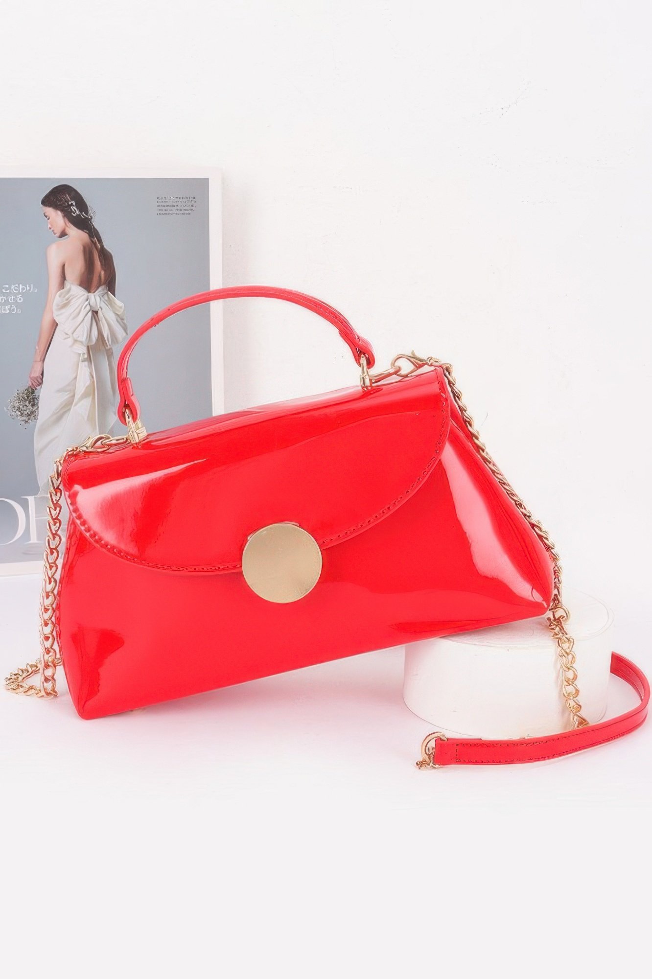 Patent Faux Leather Top Handle Bag Patent Faux Leather Top Handle Bag