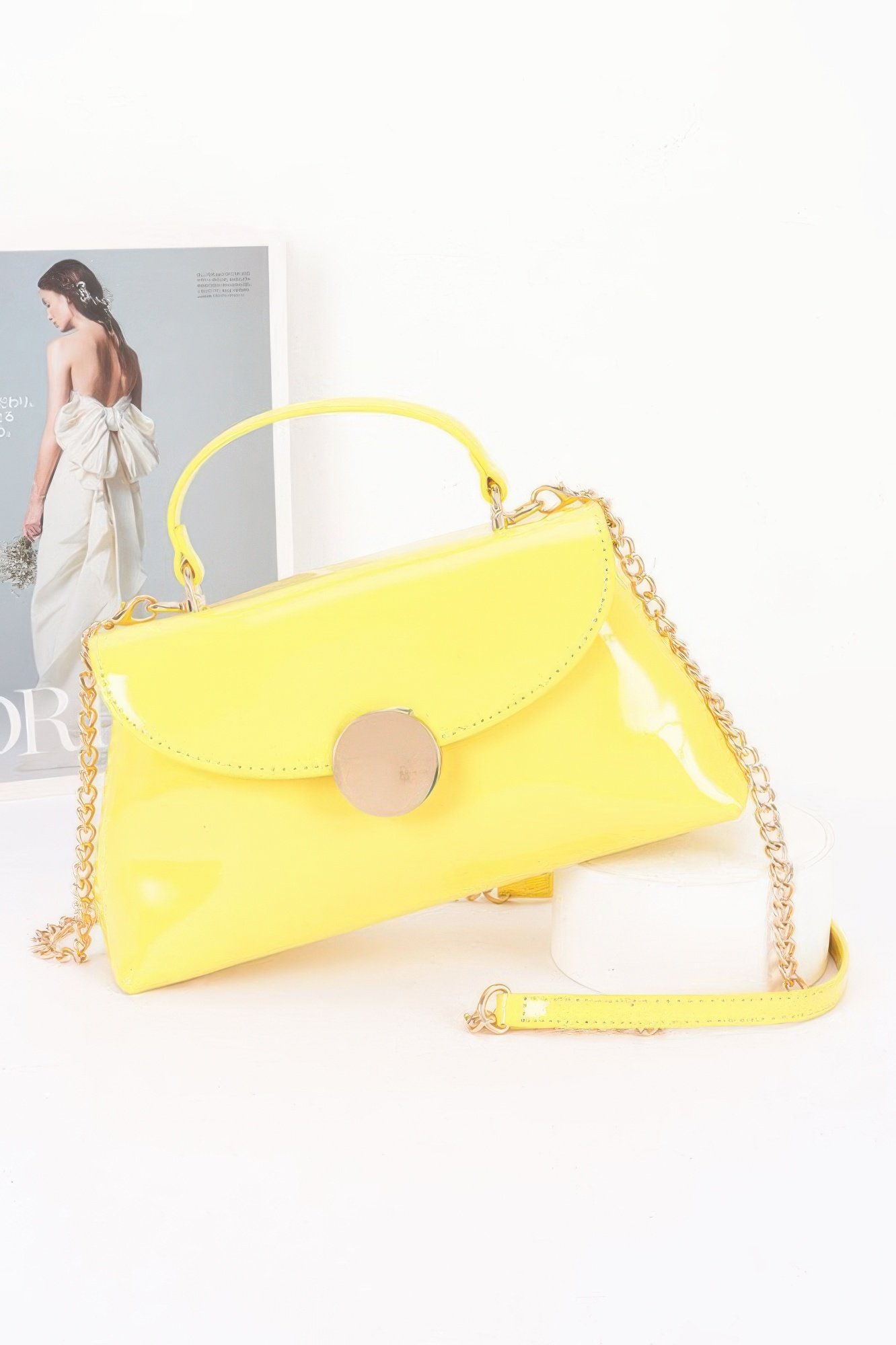 Patent Faux Leather Top Handle Bag Patent Faux Leather Top Handle Bag