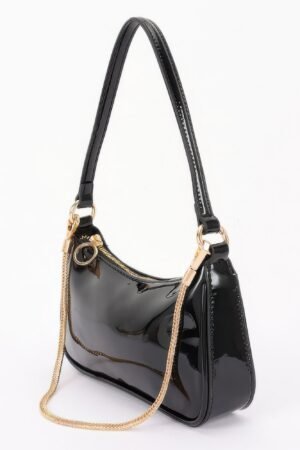 Patent Vegan Leather Chain Shoulder Bag Patent Vegan Leather Chain Shoulder Bag