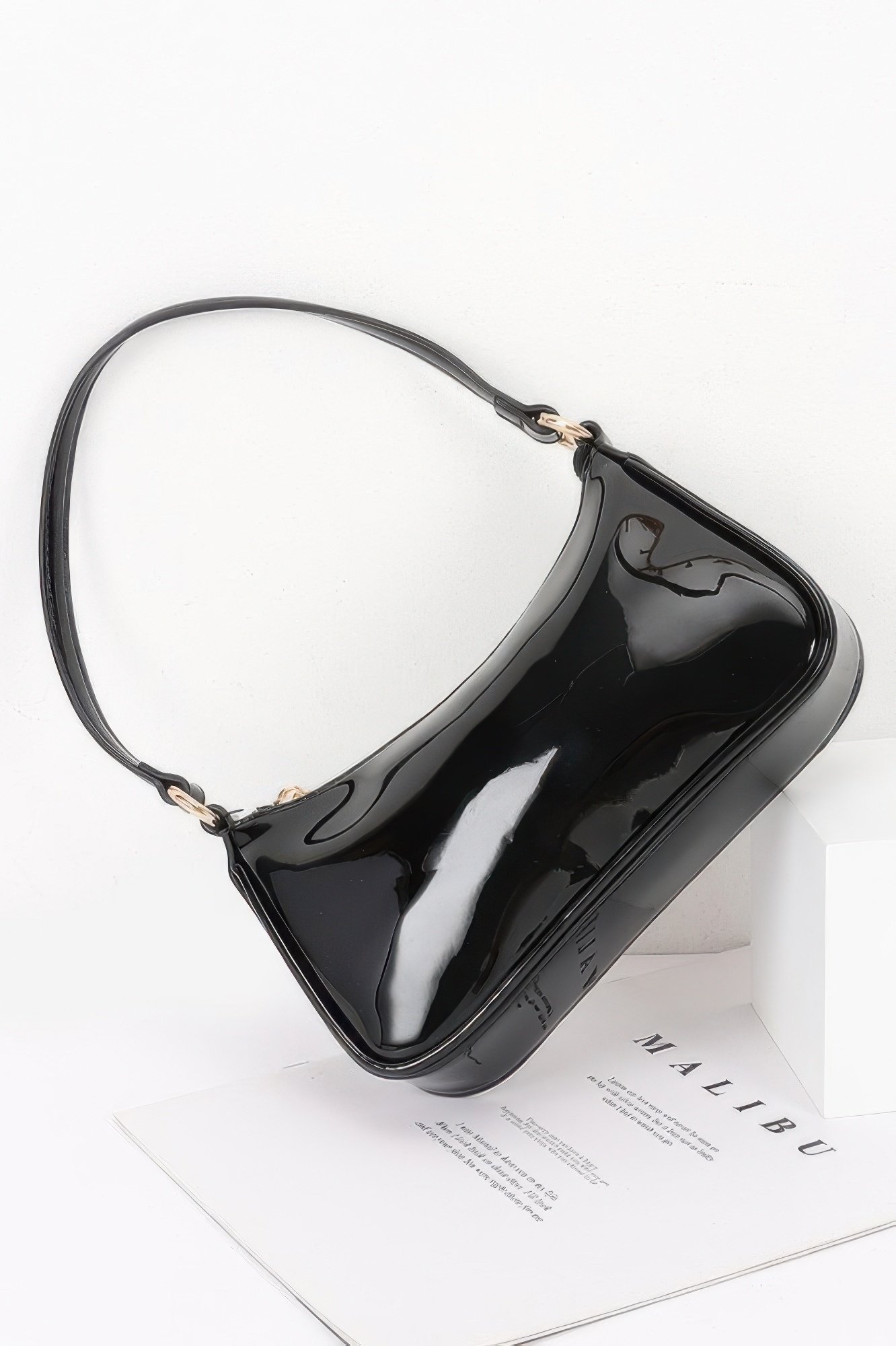 Patent Vegan Leather Chain Shoulder Bag Patent Vegan Leather Chain Shoulder Bag