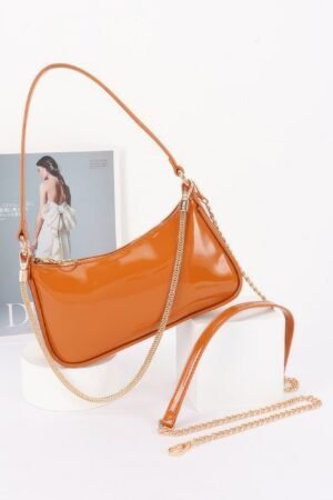 Patent Vegan Leather Chain Shoulder Bag Patent Vegan Leather Chain Shoulder Bag
