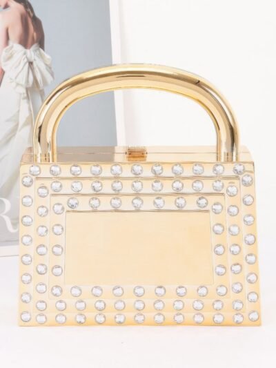 Metallic acrylic evening clutch with crystals