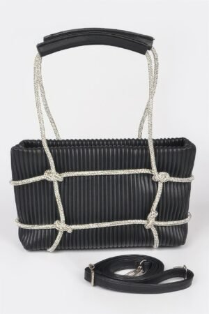 Rhinestone Strap Zip Clutch Bag