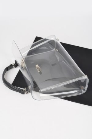 Transparent Top Handle Flap Bag W/ Pouch