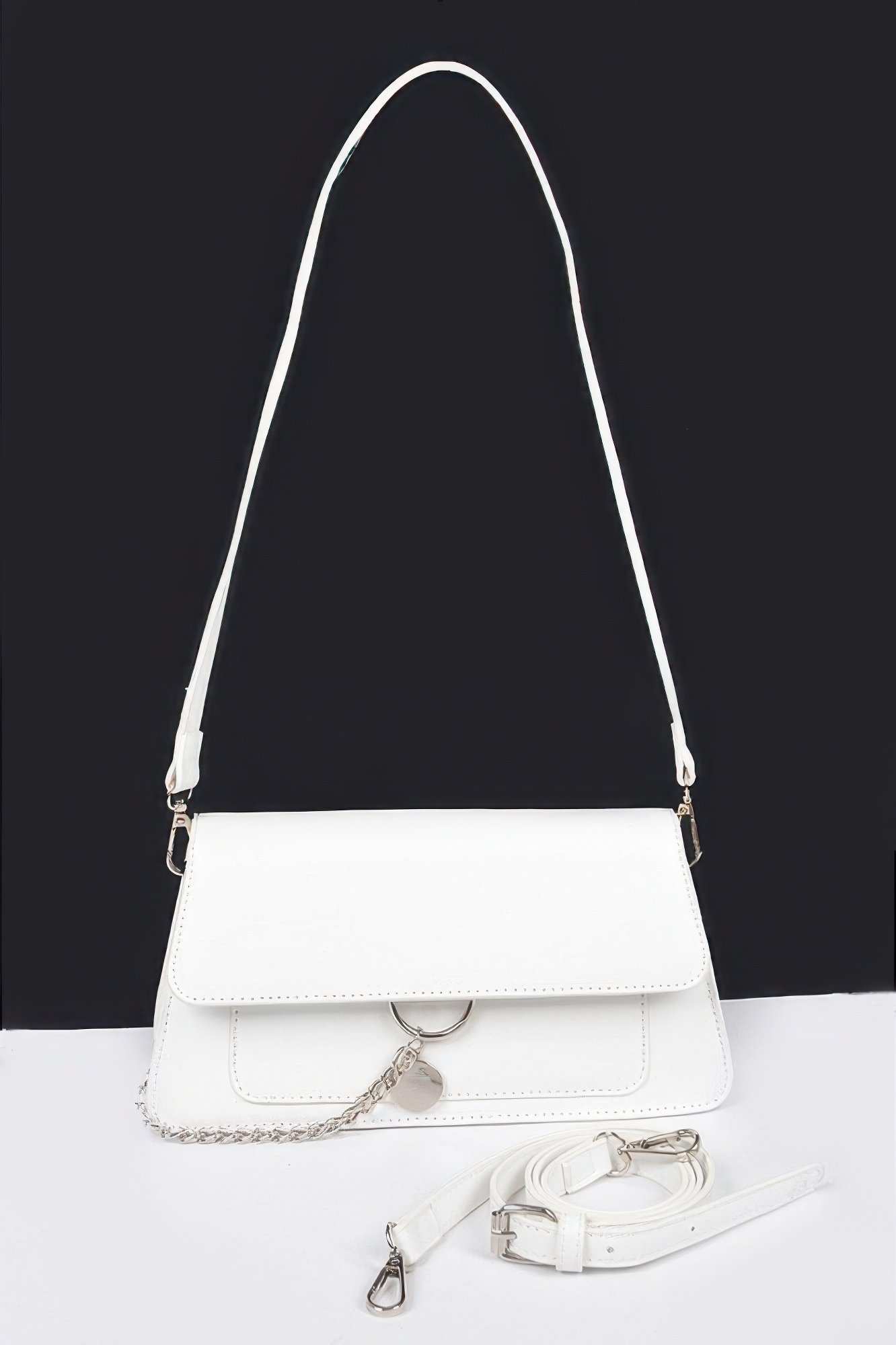 Faux Leather Chain Front Crossbody Bag Faux Leather Chain Front Crossbody Bag