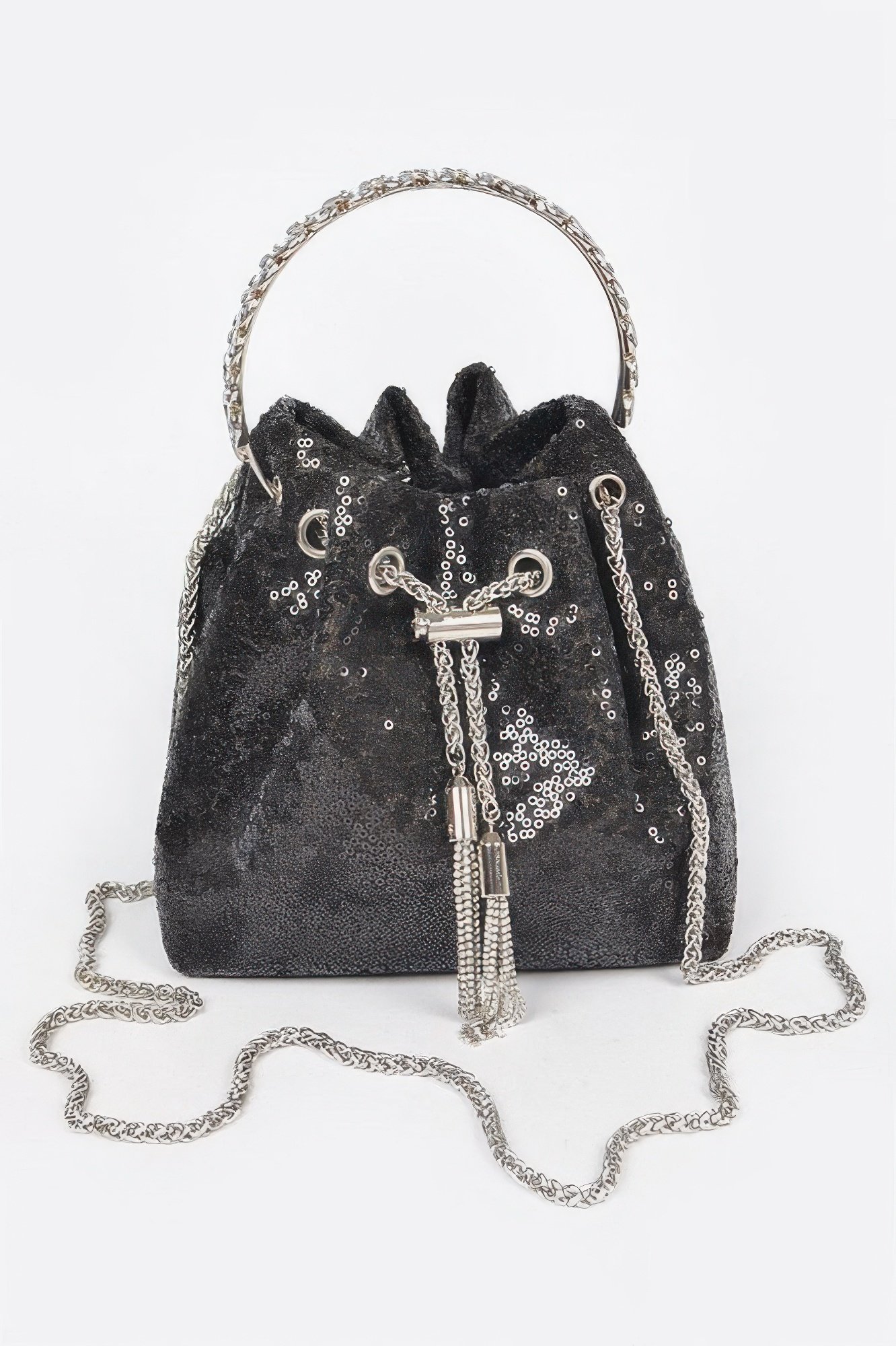 Sequins Bucket Bag W/stone Handle Sequins Bucket Bag W/stone Handle