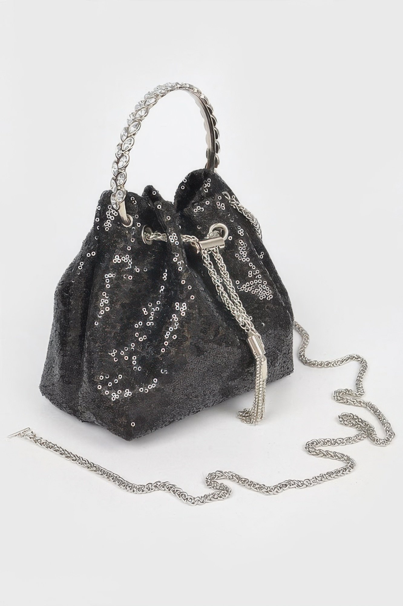 Sequins Bucket Bag W/stone Handle Sequins Bucket Bag W/stone Handle