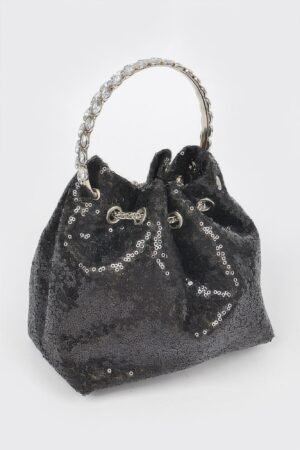 Sequins Bucket Bag W/stone Handle Sequins Bucket Bag W/stone Handle