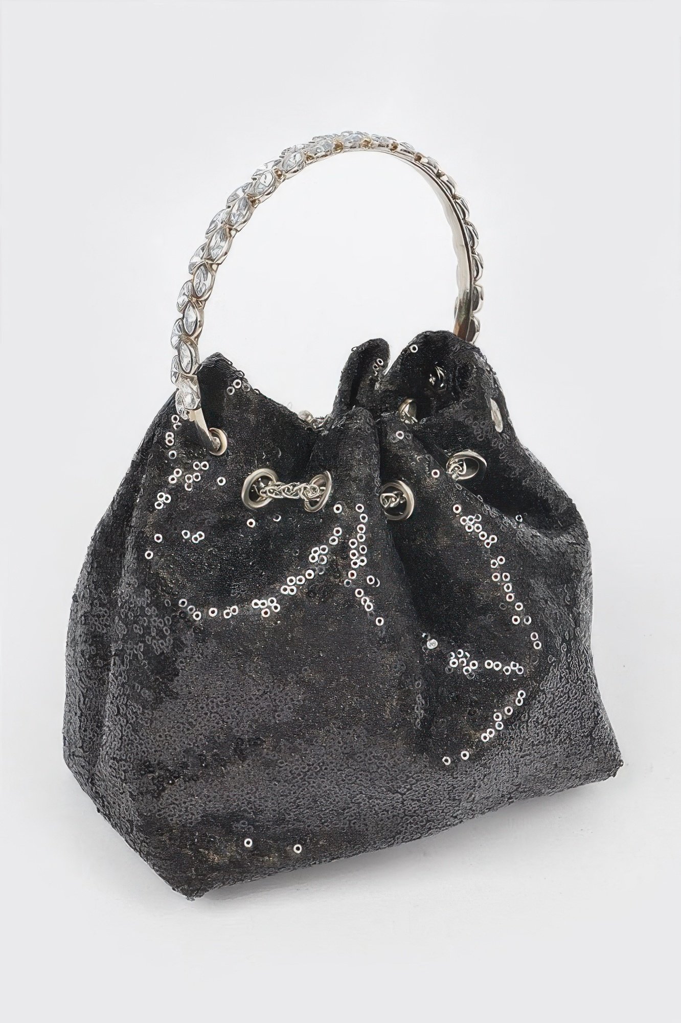 Sequins Bucket Bag W/stone Handle Sequins Bucket Bag W/stone Handle